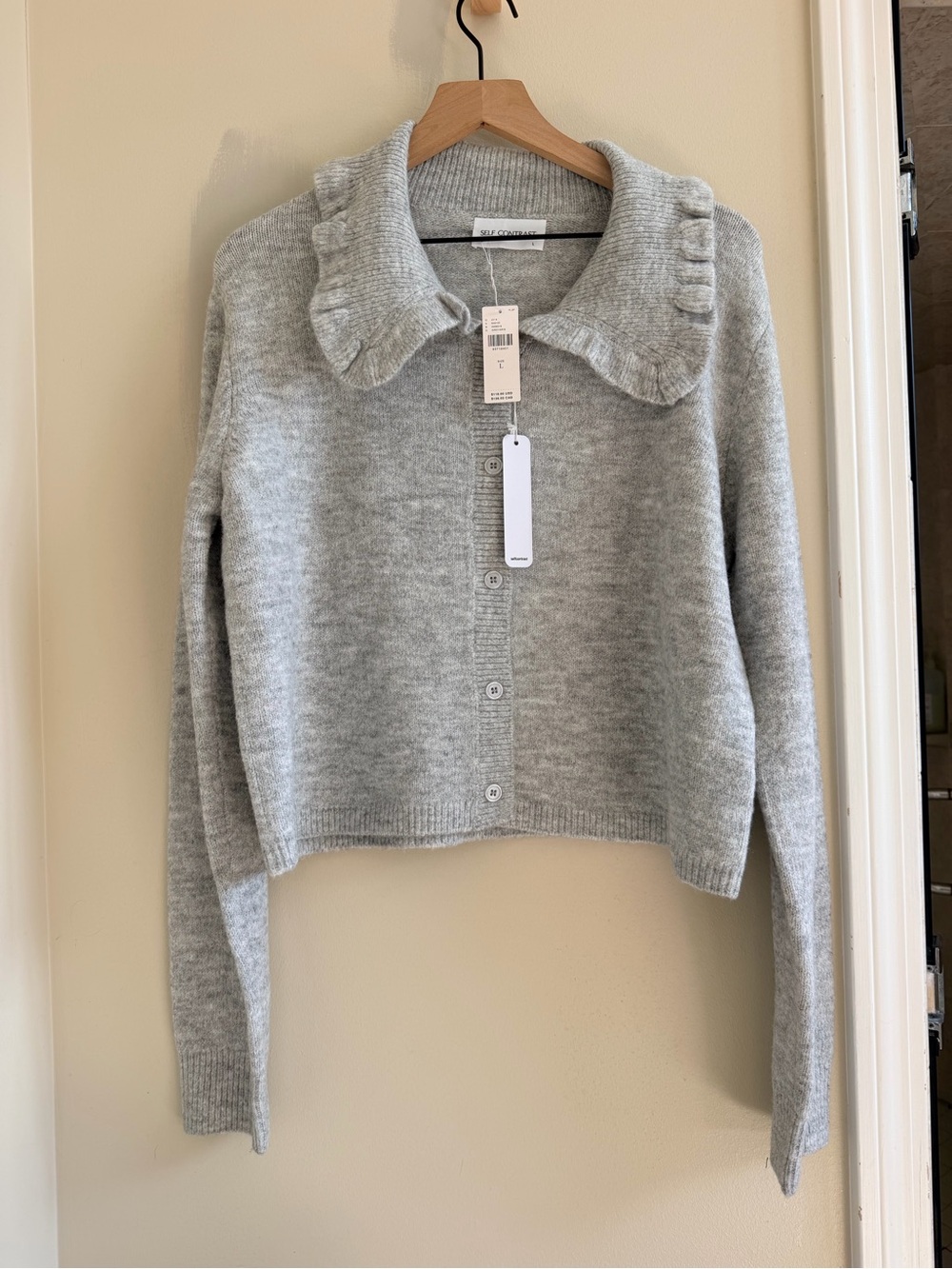 Anthropologie Self Contrast large cardigan sweater grey NWT $118
